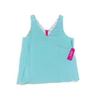 Lilly Pulitzer Florin Women's Reversible Blue Ibiza Sleeveless V-neck NWT Sz XL